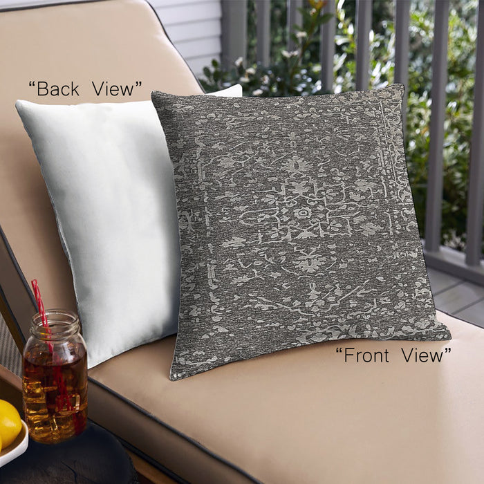 Front View of Mid-Century Modern Urban Square Charcoal Black Throw Pillow, 18 inch by 18 inch, pwurb231
