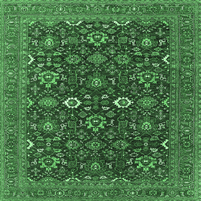 Square Machine Washable Oriental Emerald Green Industrial Area Rugs, wshurb2320emgrn
