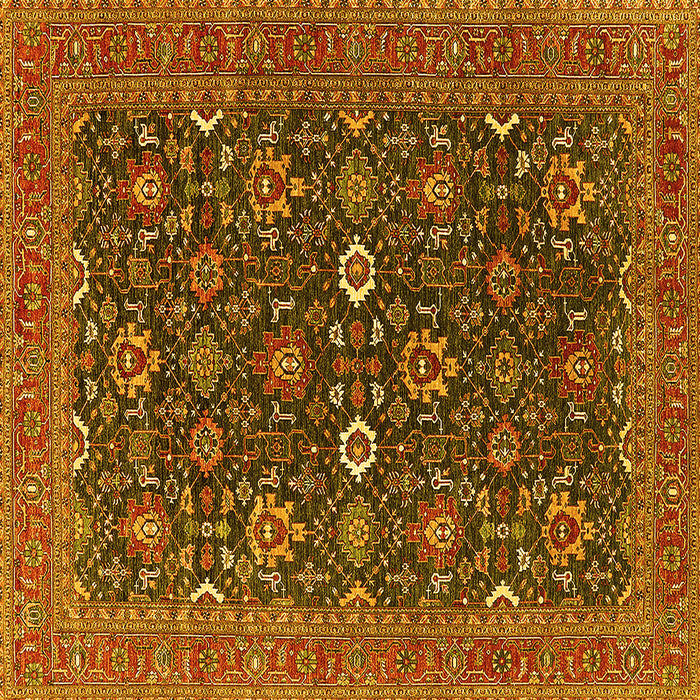 Square Machine Washable Oriental Yellow Industrial Rug, wshurb2320yw