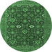 Round Oriental Emerald Green Industrial Rug, urb2320emgrn