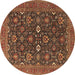 Round Oriental Brown Industrial Rug, urb2320brn