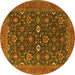 Round Machine Washable Oriental Yellow Industrial Rug, wshurb2320yw