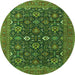 Round Oriental Green Industrial Rug, urb2320grn