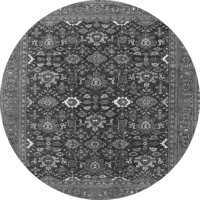 Round Machine Washable Oriental Gray Industrial Rug, wshurb2320gry