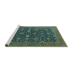 Sideview of Machine Washable Oriental Turquoise Industrial Area Rugs, wshurb2320turq