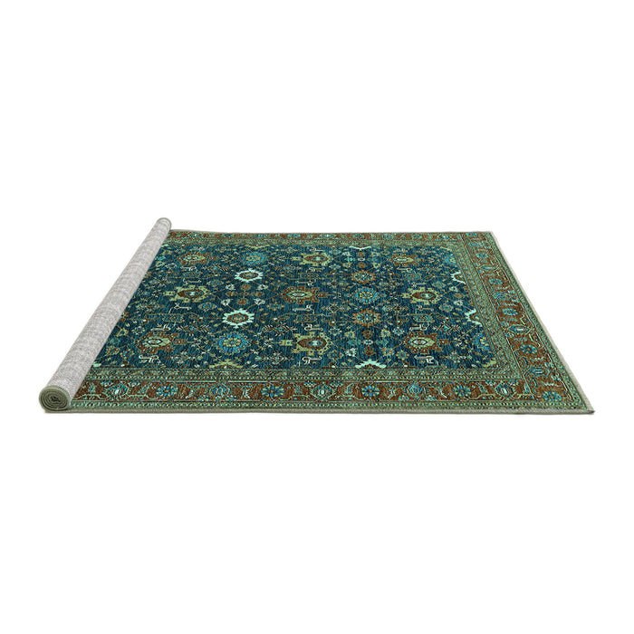 Sideview of Machine Washable Oriental Turquoise Industrial Area Rugs, wshurb2320turq