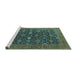 Sideview of Machine Washable Oriental Turquoise Industrial Area Rugs, wshurb2320turq