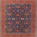 Square Mid-Century Modern Dark Almond Brown Oriental Rug, urb2320