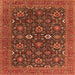 Square Machine Washable Oriental Orange Industrial Area Rugs, wshurb2320org