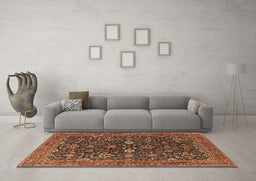 Machine Washable Oriental Brown Industrial Rug in a Living Room,, wshurb2320brn