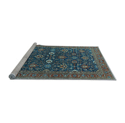 Sideview of Machine Washable Oriental Light Blue Industrial Rug, wshurb2320lblu