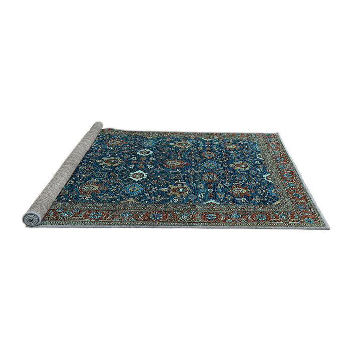 Sideview of Machine Washable Oriental Light Blue Industrial Rug, wshurb2320lblu