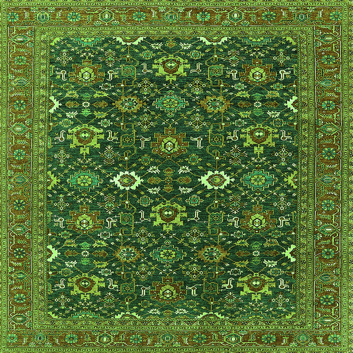 Square Machine Washable Oriental Green Industrial Area Rugs, wshurb2320grn
