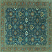 Square Oriental Turquoise Industrial Rug, urb2320turq