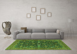 Machine Washable Oriental Green Industrial Area Rugs in a Living Room,, wshurb2320grn
