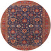 Round Mid-Century Modern Dark Almond Brown Oriental Rug, urb2320