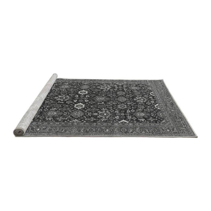 Sideview of Machine Washable Oriental Gray Industrial Rug, wshurb2320gry