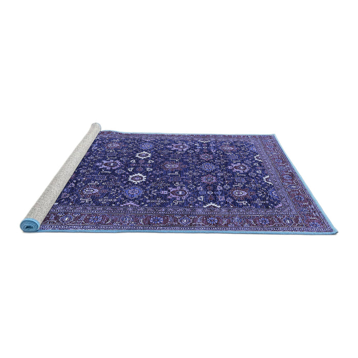 Sideview of Machine Washable Oriental Blue Industrial Rug, wshurb2320blu