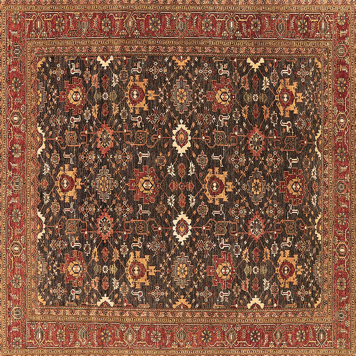 Square Machine Washable Oriental Brown Industrial Rug, wshurb2320brn