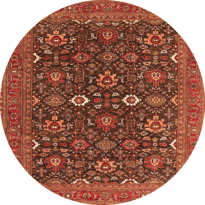 Round Oriental Orange Industrial Rug, urb2320org