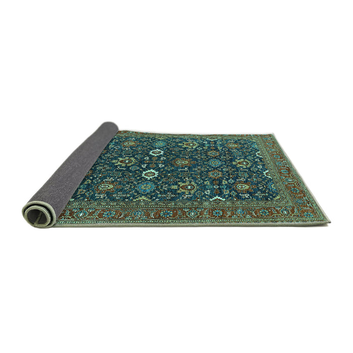 Sideview of Oriental Turquoise Industrial Rug, urb2320turq