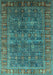 Machine Washable Oriental Turquoise Industrial Area Rugs, wshurb2321turq