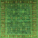 Square Machine Washable Oriental Green Industrial Area Rugs, wshurb2321grn