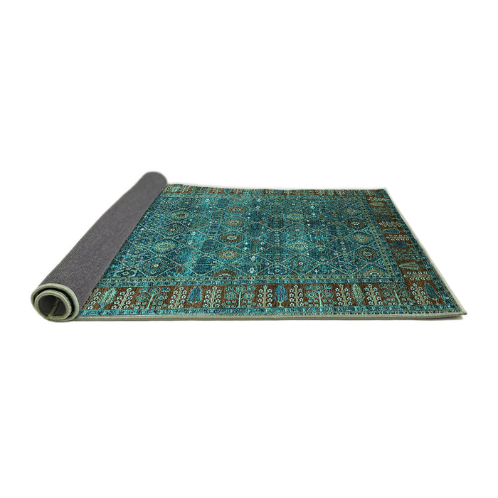 Sideview of Oriental Turquoise Industrial Rug, urb2321turq