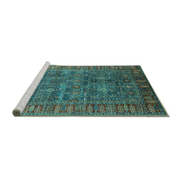 Sideview of Machine Washable Oriental Turquoise Industrial Area Rugs, wshurb2321turq