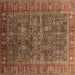 Square Machine Washable Oriental Brown Industrial Rug, wshurb2321brn