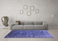 Machine Washable Oriental Blue Industrial Rug, wshurb2321blu