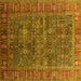 Square Machine Washable Oriental Yellow Industrial Rug, wshurb2321yw