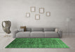 Machine Washable Oriental Emerald Green Industrial Area Rugs in a Living Room,, wshurb2321emgrn
