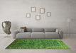 Machine Washable Oriental Green Industrial Area Rugs in a Living Room,, wshurb2321grn