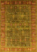 Machine Washable Oriental Yellow Industrial Rug, wshurb2321yw