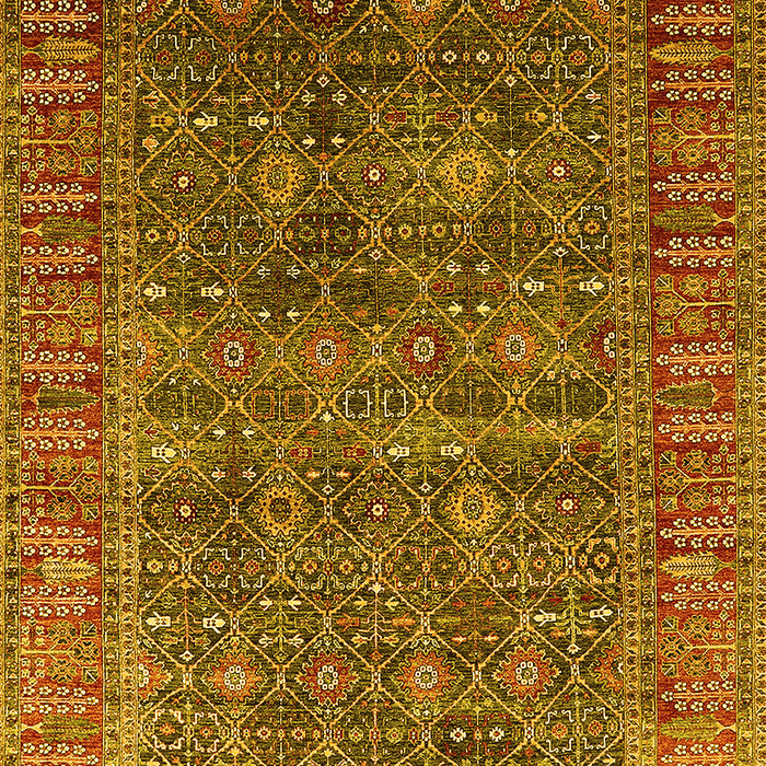 Machine Washable Oriental Yellow Industrial Rug, wshurb2321yw