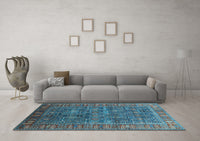 Machine Washable Oriental Light Blue Industrial Rug, wshurb2321lblu