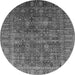 Round Oriental Gray Industrial Rug, urb2321gry