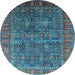 Round Oriental Light Blue Industrial Rug, urb2321lblu