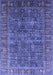 Machine Washable Oriental Blue Industrial Rug, wshurb2321blu