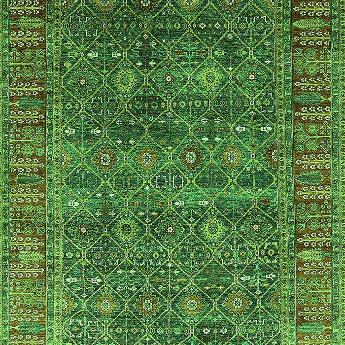 Machine Washable Oriental Green Industrial Area Rugs, wshurb2321grn