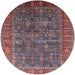 Round Mid-Century Modern Pink Oriental Rug, urb2321