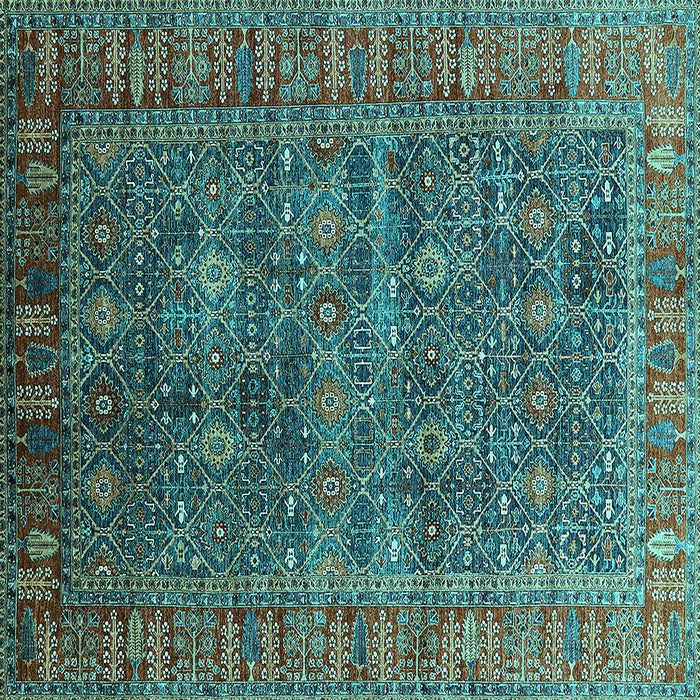 Square Oriental Turquoise Industrial Rug, urb2321turq