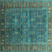 Square Oriental Turquoise Industrial Rug, urb2321turq