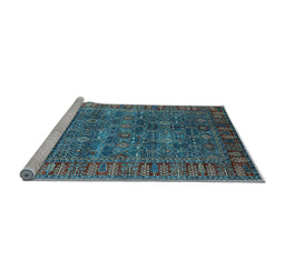 Sideview of Machine Washable Oriental Light Blue Industrial Rug, wshurb2321lblu