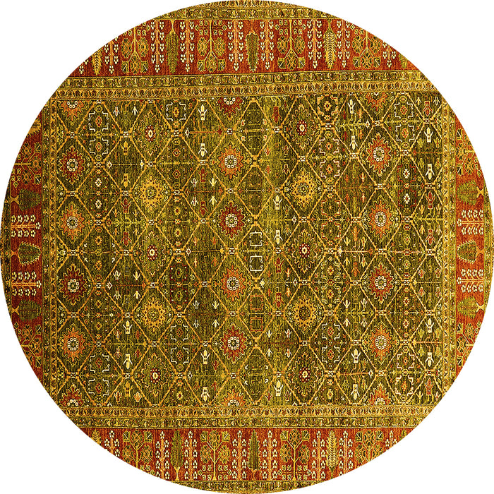 Round Oriental Yellow Industrial Rug, urb2321yw