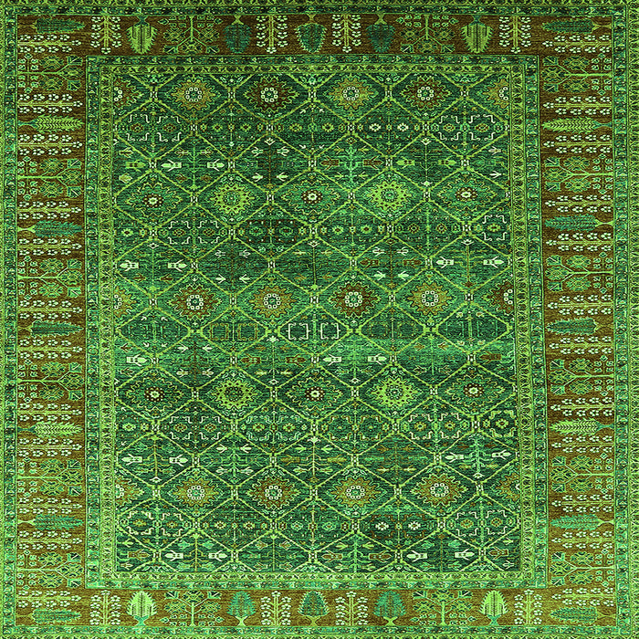 Square Oriental Green Industrial Rug, urb2321grn