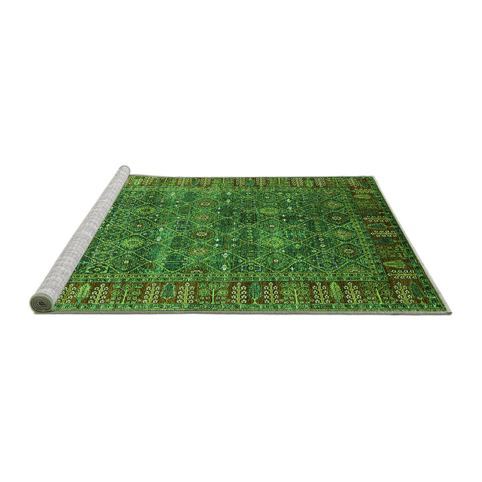 Sideview of Machine Washable Oriental Green Industrial Area Rugs, wshurb2321grn