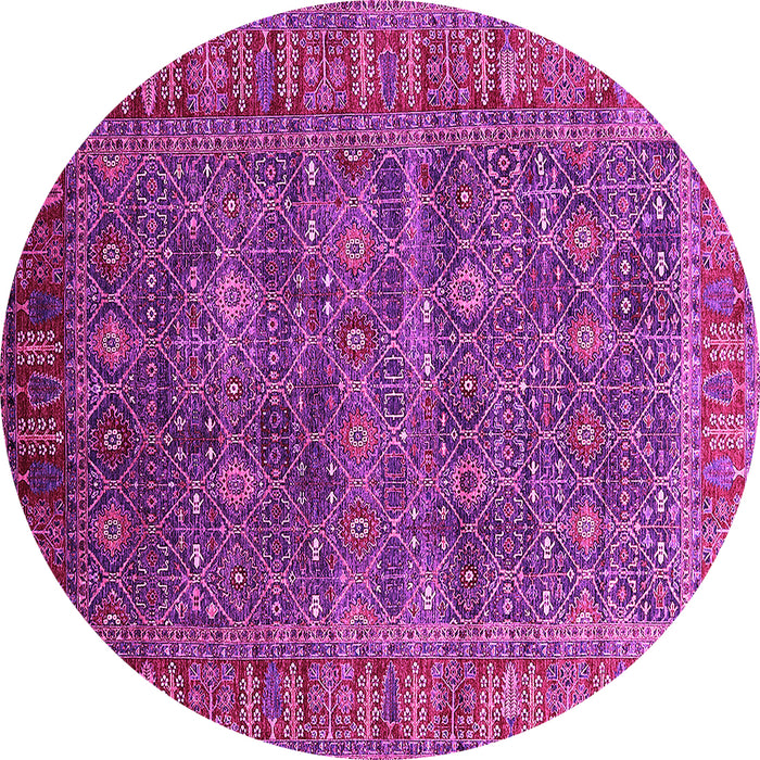 Round Machine Washable Oriental Pink Industrial Rug, wshurb2321pnk