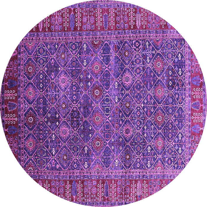 Round Machine Washable Oriental Purple Industrial Area Rugs, wshurb2321pur